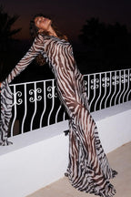 One Shoulder Sheer Leopard Maxi Dress