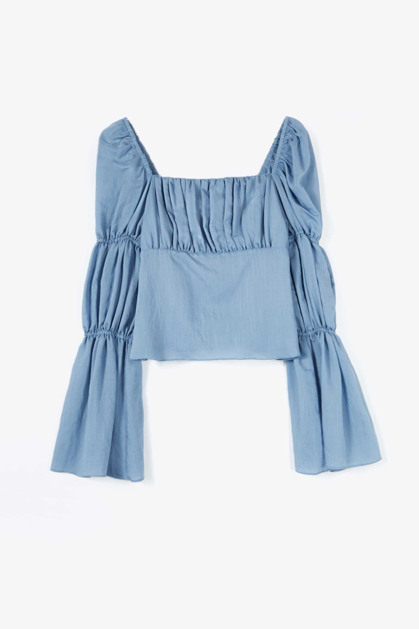 Cathy Blue Wide Cropped Blouse