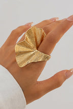 Fashion Irregular Ginkgo Leaf Shape Alloy Ring