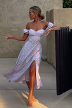 Chic Strapless Cowl Back Floral Dress