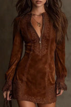 Elegant Embroidered Lace Patchwork Slim-fit Mini Dress