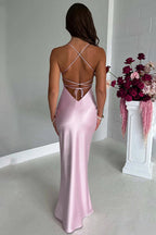 Backless LaceUp Silk Dress