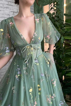 Floral Applique Ball Gown Prom Dress