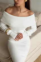 Knit Off Shoulder Sweater Dress
