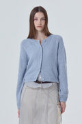 Button Front Crewneck Knit Top