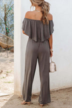 Pure color holiday vacation casual jumpsuit