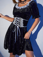 Black Velvet Harajuku Corset A Line Summer Fashion Party Dress