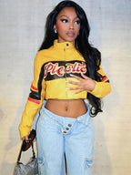 Embroidered Varsity Faux Jacket