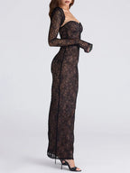 Elara Lace Sheer Maxi Dress