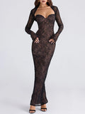 Elara Lace Sheer Maxi Dress