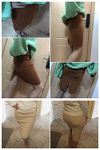 Elastic Band Knitted Ribbed Straight Skirt