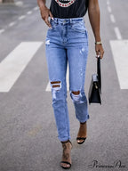 Elastic distressed leggings Jean