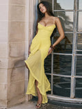 Elastic Mesh Ruffles Vacation Dress