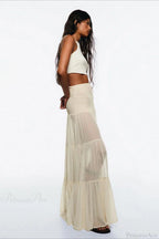 Elastic Waist Ruching A-Line Skirt