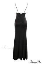 Eleanor Black & Charming White Bow Satin Gown
