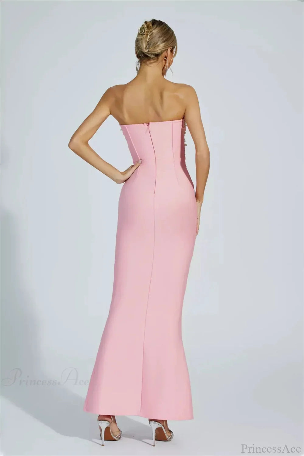 Elegant Beaded Fitted Strapless Evening Dress