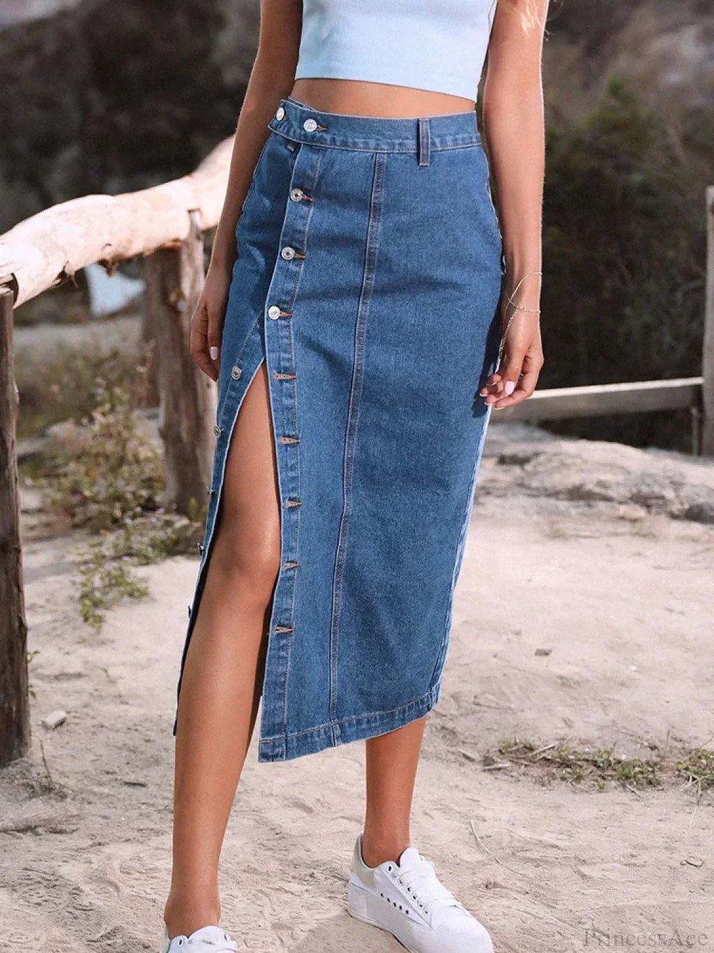 Elegant Denim High Waist Shirt