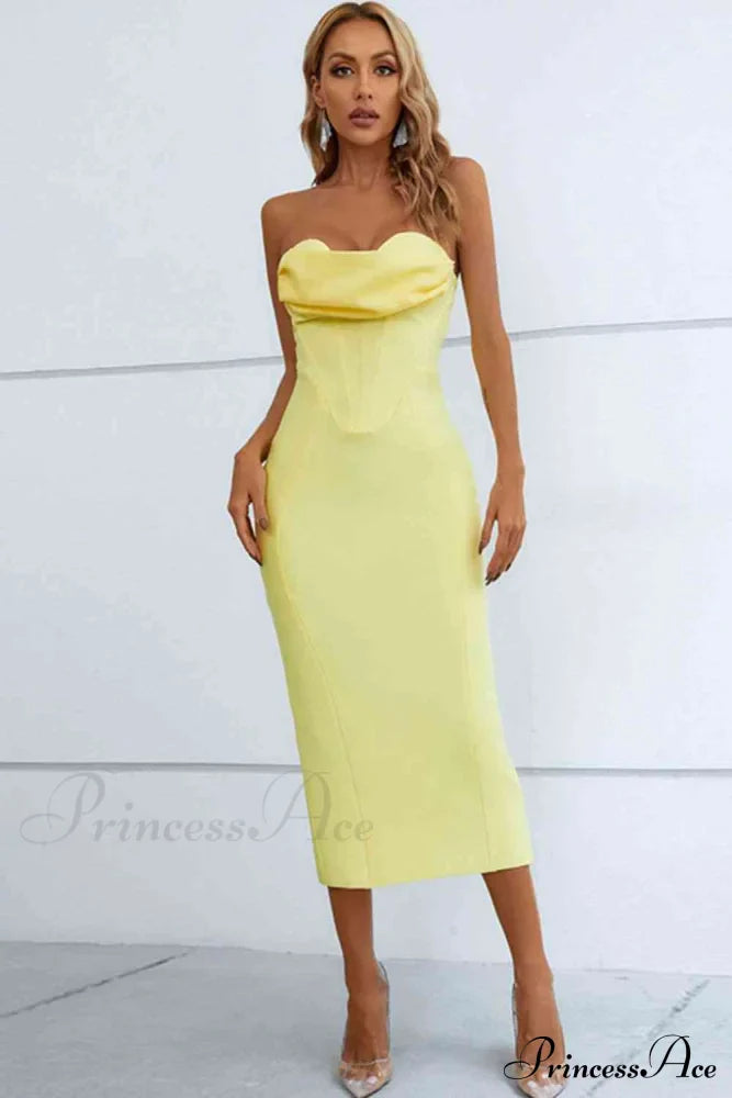 Elegant Enigma Bodycon Charming Corset Cocktail Midi Dress