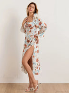 Elegant Floral Midi Puff Sleeve Square Neck Floral Dress