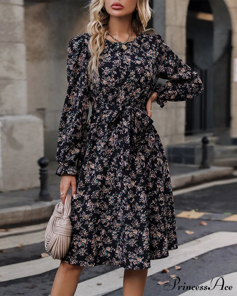 Elegant Floral Print Dress