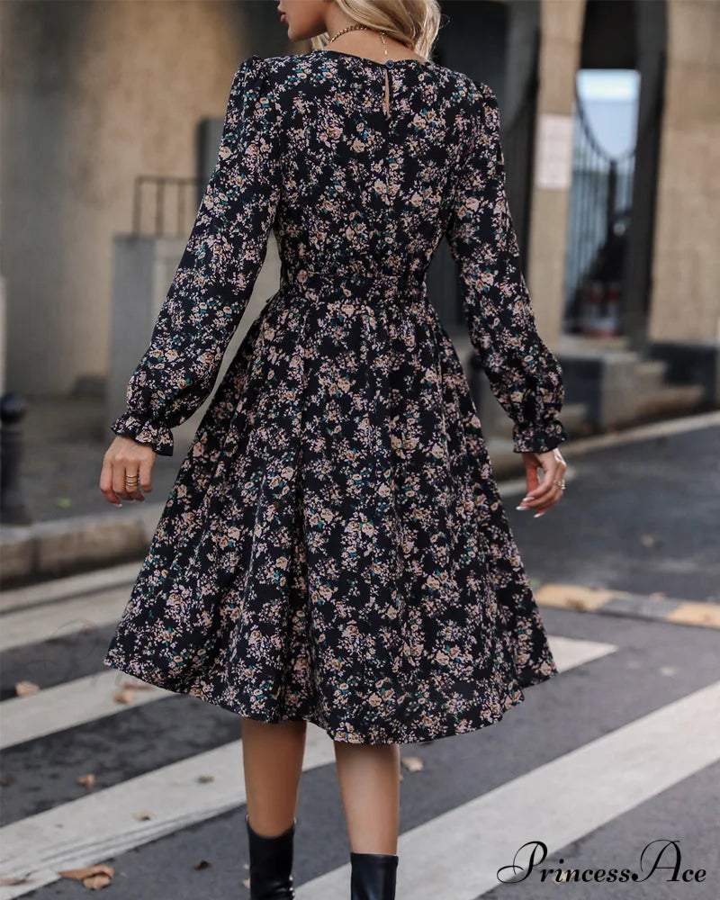Elegant Floral Print Dress