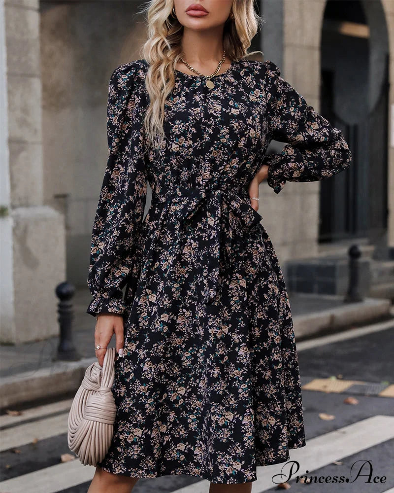 Elegant Floral Print Dress
