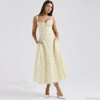Elegant Floral Print Summer Midi Dress