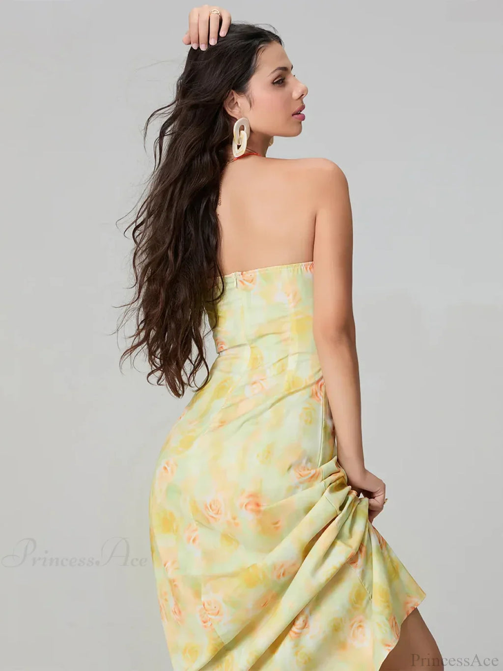 Elegant Floral Print Tube Backless Off-Shoulder Evening Gown Party Dress