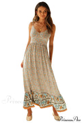 Elegant Floral V-Neck Sleeveless Boho Dress