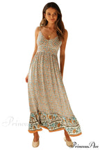 Elegant Floral V-Neck Sleeveless Boho Dress
