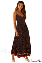Elegant Floral V-Neck Sleeveless Boho Dress