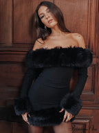 Elegant Fluffy Strapless Mini Party Dress