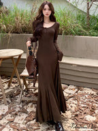 Elegant Formal Solid Slit Asymmetrical Classic Oblique Collar Evening Dress Dresses