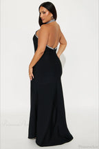 Elegant Halter Sleeveless High Waist Slit Evening Dress