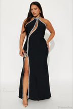 Elegant Halter Sleeveless High Waist Slit Evening Dress