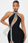 Elegant Halter Sleeveless High Waist Slit Evening Dress