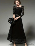 Elegant Lace Party Casual Dress with 3/4 Sleeves