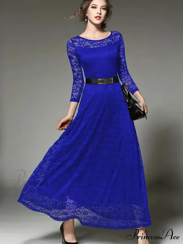 Elegant Lace Party Casual Dress with 3/4 Sleeves