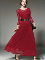 Elegant Lace Party Casual Dress with 3/4 Sleeves