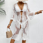 Elegant Lace-Up Beach Smock Cover Up