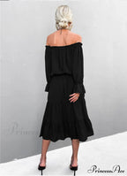 Elegant Lace-Up One-Shoulder Long Dress