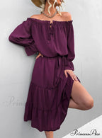 Elegant Lace-Up One-Shoulder Long Dress
