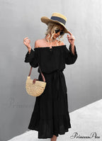Elegant Lace-Up One-Shoulder Long Dress