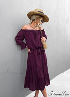 Elegant Lace-Up One-Shoulder Long Dress