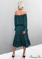 Elegant Lace-Up One-Shoulder Long Dress