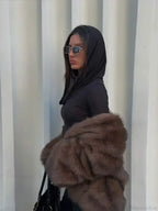 Elegant Lapel Fluffy Long Coat