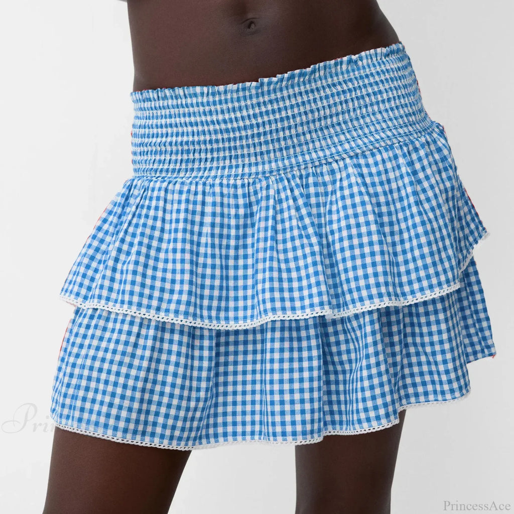 Elegant Layered Plaid Summer Skirt