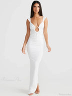 Elegant Maxi Spaghetti Strap Vacation Dress
