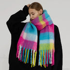 Elegant Minimalist Imitation Cashmere Scarf with Tassel