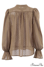 Elegant Neckline Mandarin - Flounce Blouse Solid 3 Color Options